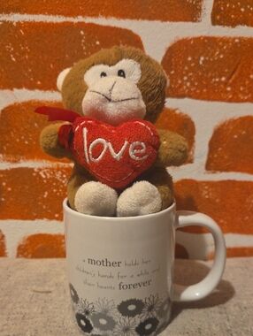 💌Mother's Day GIFT: "A Mother Holds Her Childrens Hands..." Mug w/ Plush Monkey